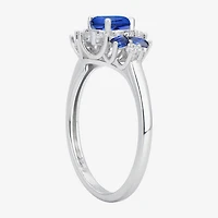 Womens Lab Created Blue Sapphire Sterling Silver Cocktail Ring