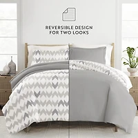 Casual Comfort Chevron Sleep Pattern Oversized Reversible Duvet Cover Set