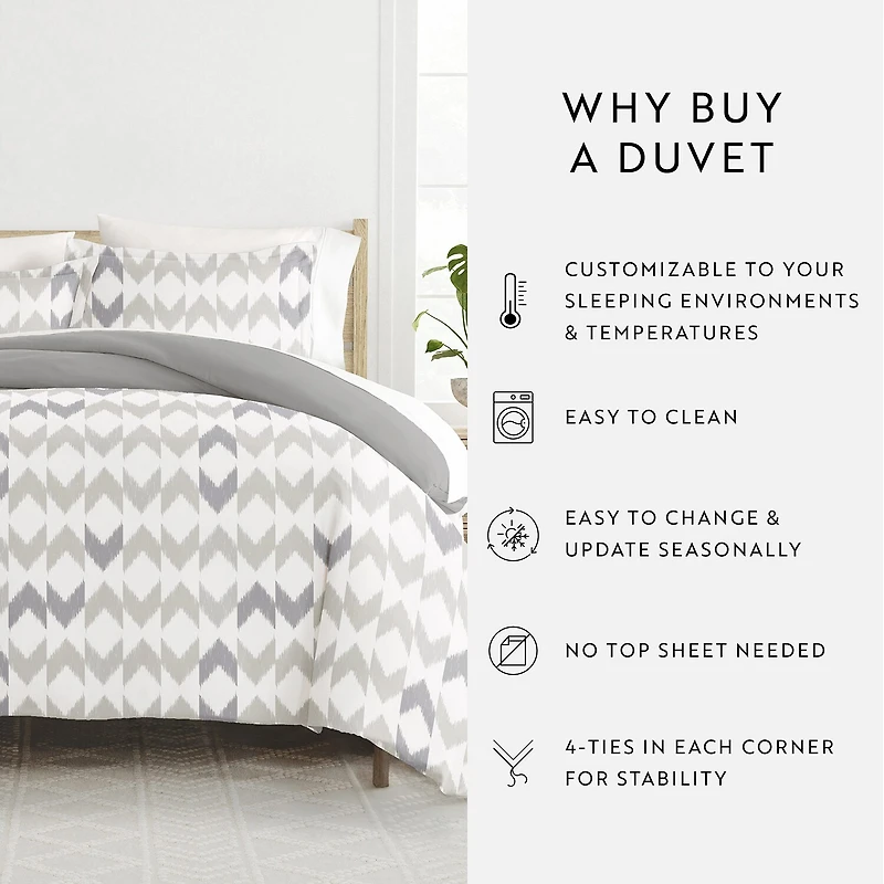 Casual Comfort Chevron Sleep Pattern Oversized Reversible Duvet Cover Set