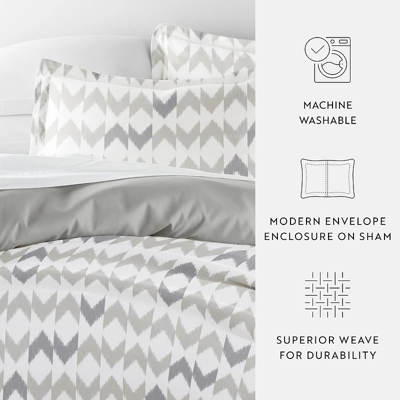 Casual Comfort Chevron Sleep Pattern Oversized Reversible Duvet Cover Set