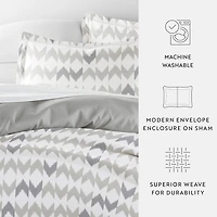 Casual Comfort Chevron Sleep Pattern Oversized Reversible Duvet Cover Set