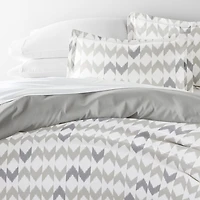 Casual Comfort Chevron Sleep Pattern Oversized Reversible Duvet Cover Set