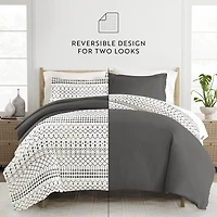 Casual Comfort Etched Gate Pattern Oversized Reversible Duvet Cover Set