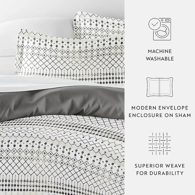 Casual Comfort Etched Gate Pattern Oversized Reversible Duvet Cover Set