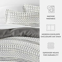 Casual Comfort Etched Gate Pattern Oversized Reversible Duvet Cover Set