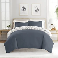 Casual Comfort Flower Field Pattern Oversized Reversible Duvet Cover Set