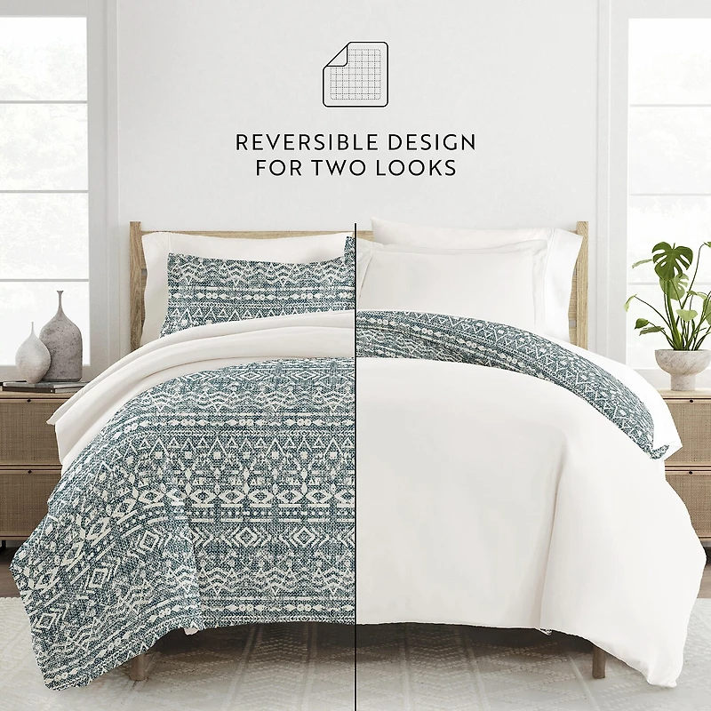 Casual Comfort Modern Rustic Pattern Oversized Reversible Duvet Cover Set