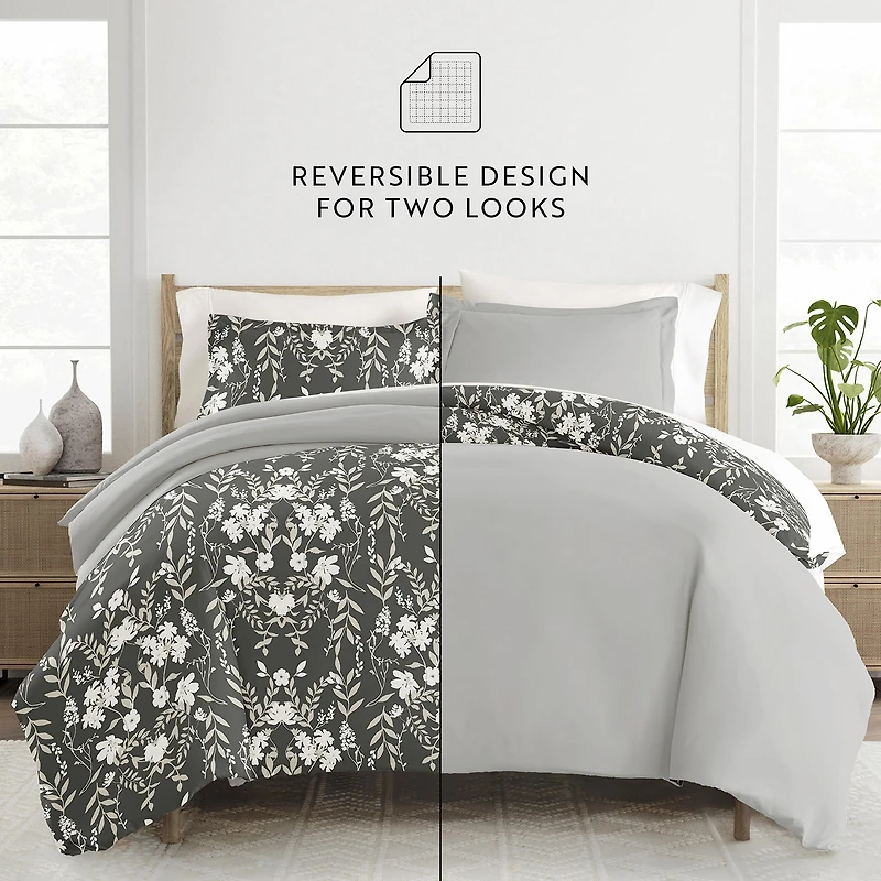 Casual Comfort Secret Garden Pattern Oversized Reversible Duvet Cover Set