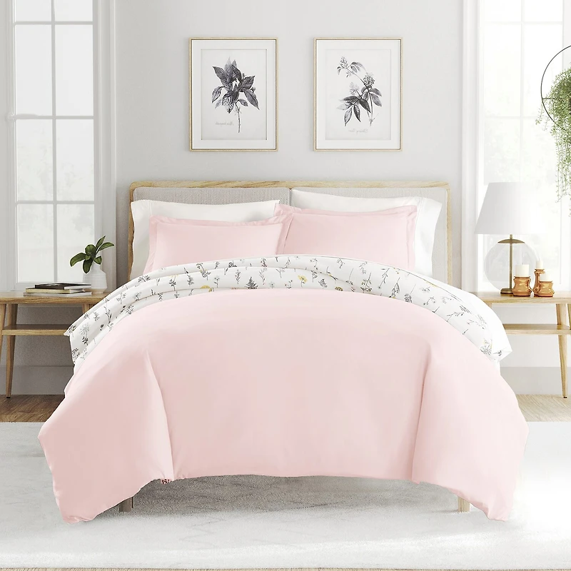 Casual Comfort Wild Flower Pattern Oversized Reversible Duvet Cover Set
