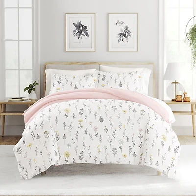 Casual Comfort Wild Flower Pattern Oversized Reversible Duvet Cover Set