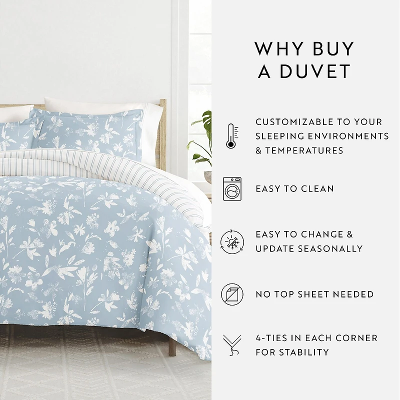 Casual Comfort Country Home Pattern Oversized Reversible Duvet Cover Set