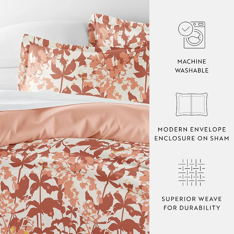 Casual Comfort Boho Flower Patterned Reversible Duvet Cover Set