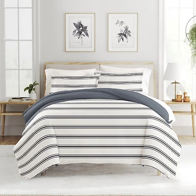 Casual Comfort Desert Stripe Patterned Reversible Duvet Cover Set