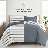 Casual Comfort Desert Stripe Patterned Reversible Duvet Cover Set