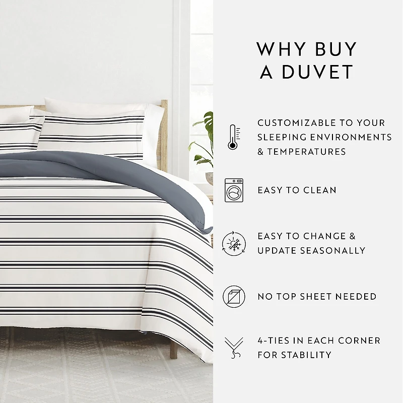 Casual Comfort Desert Stripe Patterned Reversible Duvet Cover Set