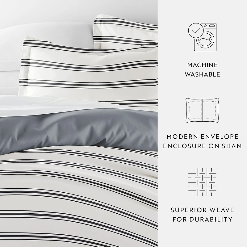 Casual Comfort Desert Stripe Patterned Reversible Duvet Cover Set