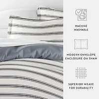 Casual Comfort Desert Stripe Patterned Reversible Duvet Cover Set