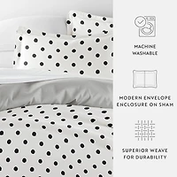 Casual Comfort Painted Polkadot Patterned Reversible Duvet Cover Set
