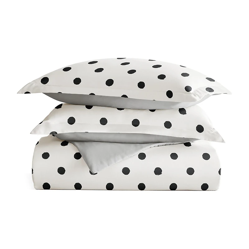 Casual Comfort Painted Polkadot Patterned Reversible Duvet Cover Set