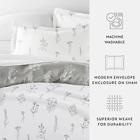 Casual Comfort Botany Floral Patterned Reversible Duvet Cover Set