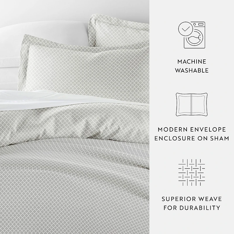 Casual Comfort Premium Ultra Soft Quatrefoil Pattern Duvet Cover Set