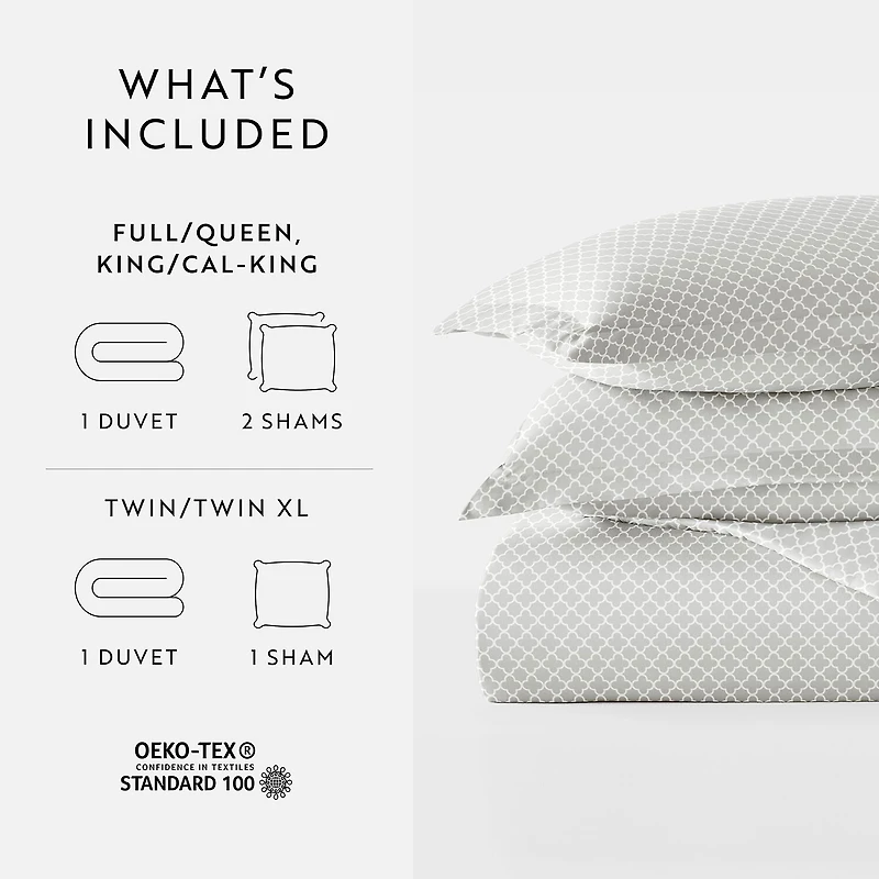 Casual Comfort Premium Ultra Soft Quatrefoil Pattern Duvet Cover Set