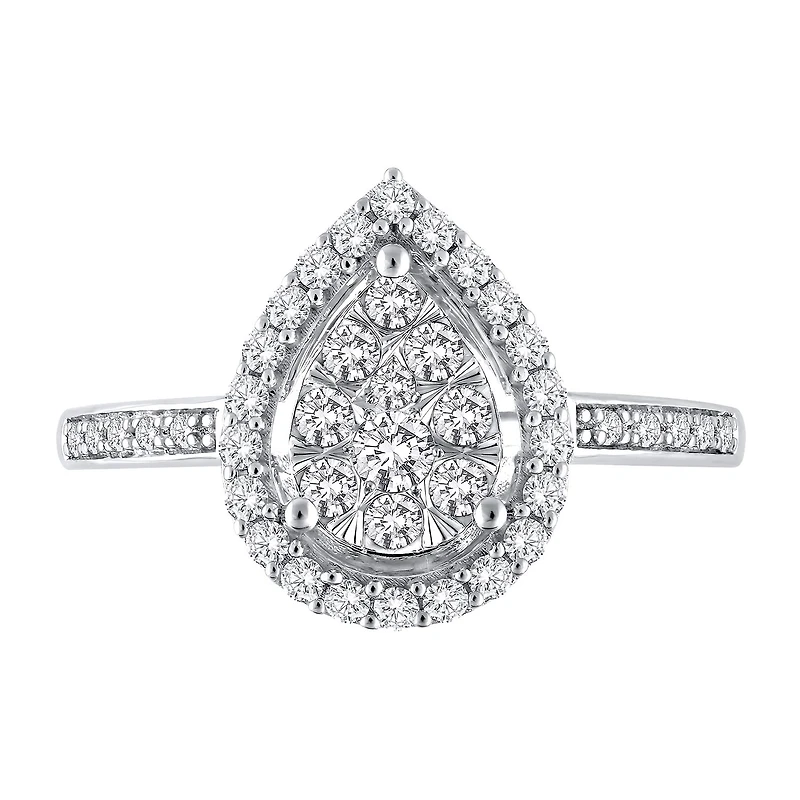Womens 1/2 CT. T.W. Natural White Diamond 14K Two Tone Gold Cocktail Ring