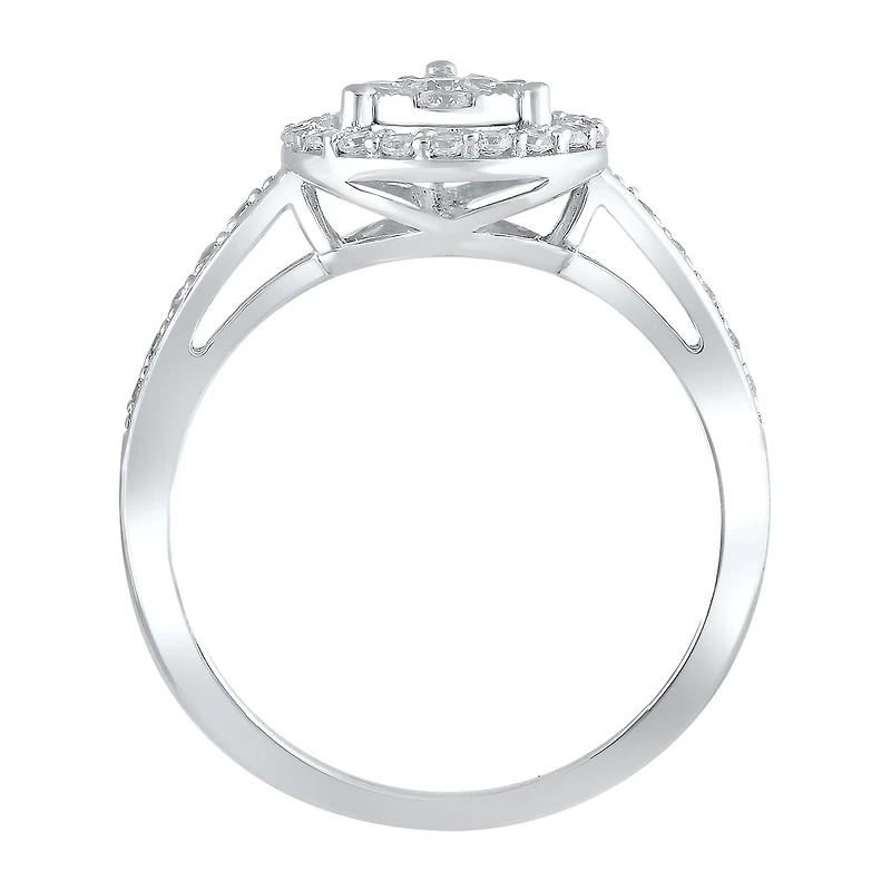 Womens 1/2 CT. T.W. Natural White Diamond 14K Two Tone Gold Cocktail Ring