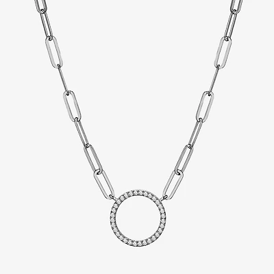 Paris 1901 By Charles Garnier Womens White Cubic Zirconia Sterling Silver Circle 18 Inch Pendant Necklace