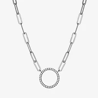 Paris 1901 By Charles Garnier Womens White Cubic Zirconia Sterling Silver Circle 18 Inch Pendant Necklace