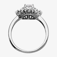 DiamonArt® Womens White Cubic Zirconia Sterling Silver Cocktail Ring