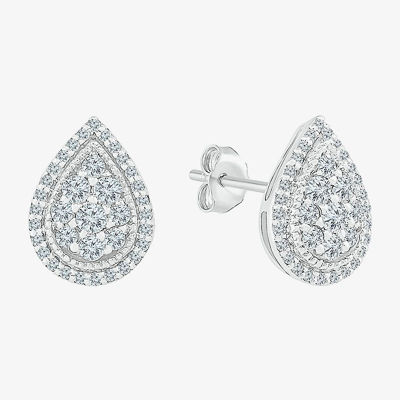 1/2 CT. T.W. Natural White Diamond 10K Gold 10.5mm Pear Stud Earrings