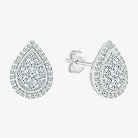 1/2 CT. T.W. Natural White Diamond 10K Gold 10.5mm Pear Stud Earrings