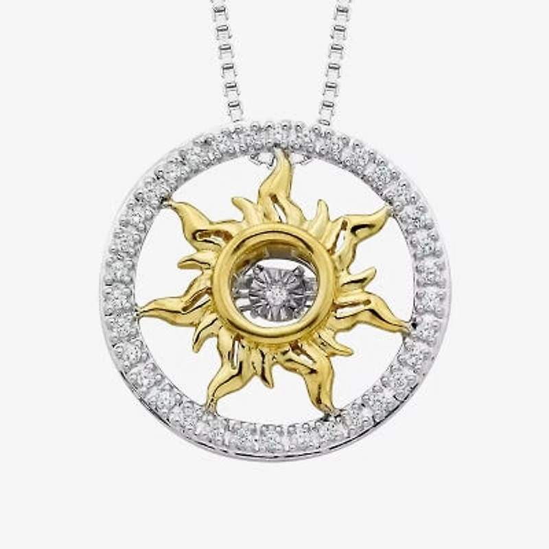 Enchanted Disney Fine Jewelry 1/10 CT.T.W. Natural Diamond 14K Gold & Sterling SIlver Pendant Necklace