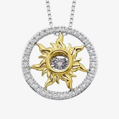 Enchanted Disney Fine Jewelry 1/10 CT.T.W. Natural Diamond 14K Gold & Sterling SIlver Pendant Necklace