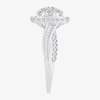 Womens / CT. T.W. Natural White Diamond 10K Gold Cushion Side Stone Halo Engagement Ring