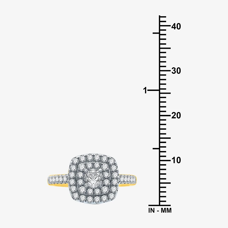 I Said Yes (H-I / I1) Womens 1 CT. T.W. Lab Grown White Diamond Sterling Silver or 14K Gold Over Cushion Side Stone Halo Bridal Set