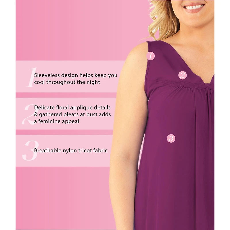Exquisite Form Womens Sleeveless V Neck Nightgown