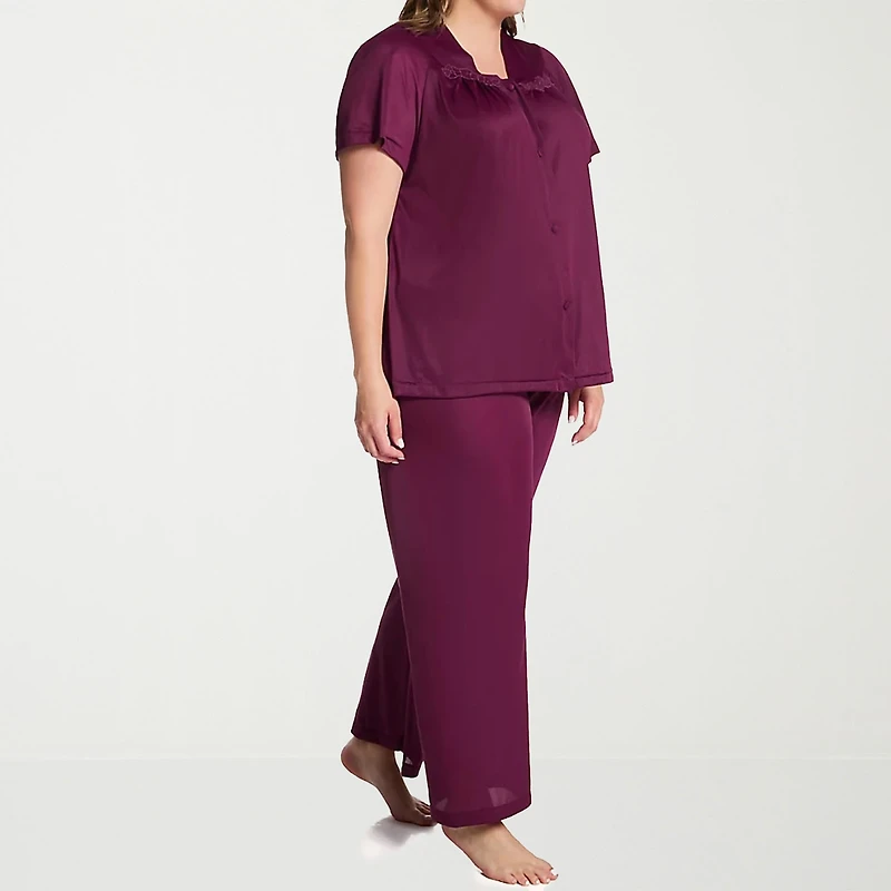 Exquisite Form Womens V-Neck Short Sleeve 2-pc. Plus Pajama Set