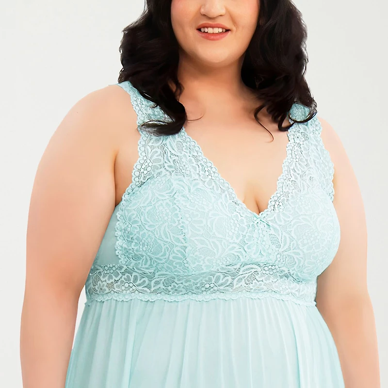 Exquisite Form Womens Plus Sleeveless V Neck Nightgown
