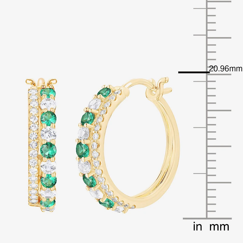 Womens Gemstone 14K Gold Over Silver 20mm Hoop Earrings