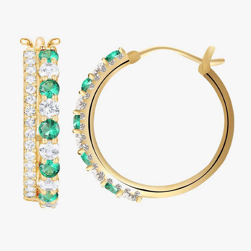 Womens Gemstone 14K Gold Over Silver 20mm Hoop Earrings