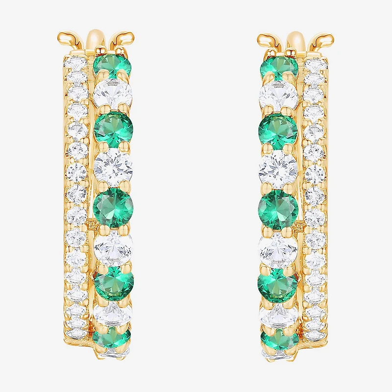 Womens Gemstone 14K Gold Over Silver 20mm Hoop Earrings