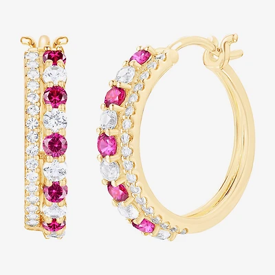 Womens Gemstone 14K Gold Over Silver 20mm Hoop Earrings
