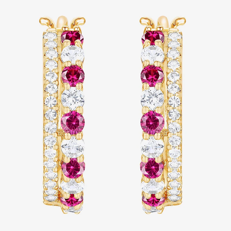 Womens Gemstone 14K Gold Over Silver 20mm Hoop Earrings