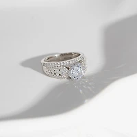 Diamonart Womens Cubic Zirconia Sterling Silver Side Stone -Stone Bridal Set