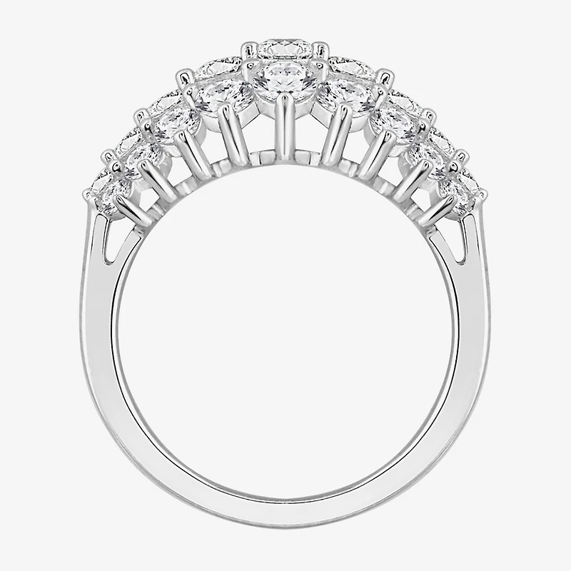 Diamonart Womens Cubic Zirconia Sterling Silver Cluster Cocktail Ring