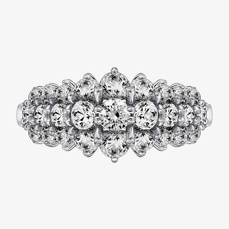 Diamonart Womens Cubic Zirconia Sterling Silver Cluster Cocktail Ring
