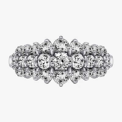 Diamonart Womens Cubic Zirconia Sterling Silver Cluster Cocktail Ring