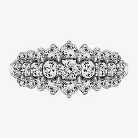 Diamonart Womens Cubic Zirconia Sterling Silver Cluster Cocktail Ring